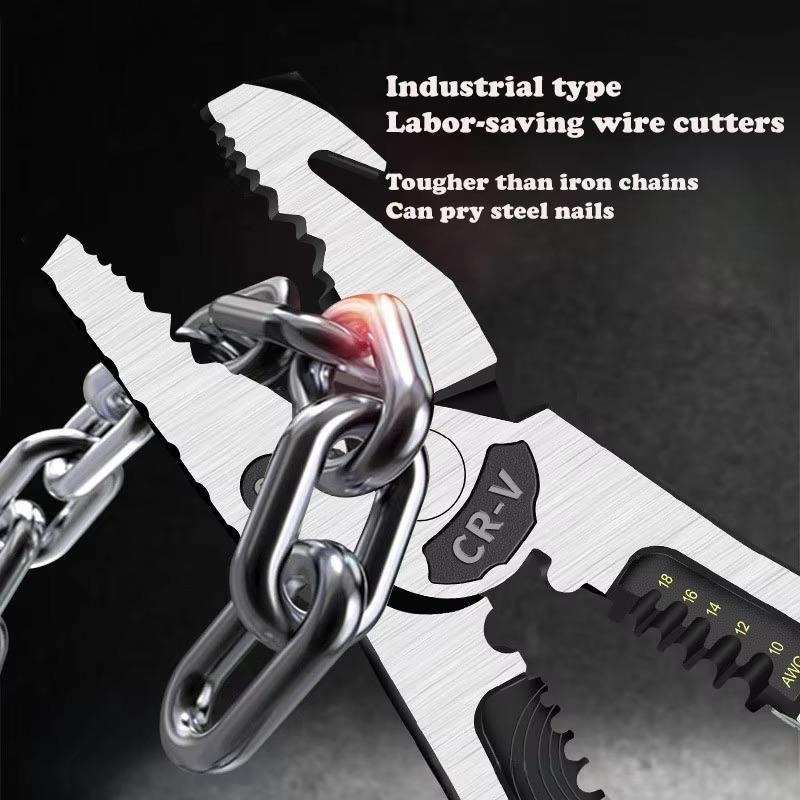 Heavy Duty 9 In 1 Multi Function Pliers Nail Pry Wire Stripper Cutter CR V Steel Professional Tool - Image 2